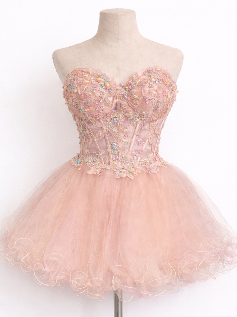 Poly USA by Neblon Rhinestone Floral Tulle Pink Fairy Tutu Dress Formal Small